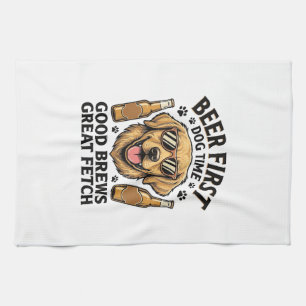 Golden Retriever Beer Shirt Funny Dog Lover Vintag Tea Towel