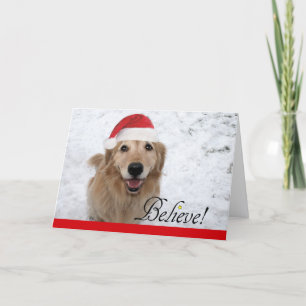 Golden Retriever Believe Christmas Holiday Card