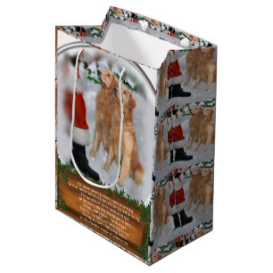 Golden Retriever Believe Christmas Medium Gift Bag