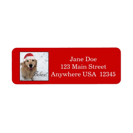 Golden Retriever Believe Christmas Return Address Label