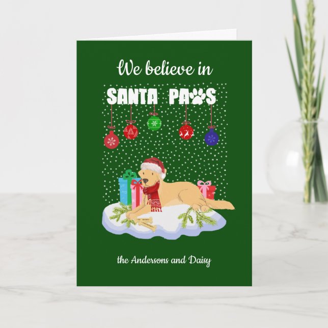 Golden Retriever Believe Santa Paws Christmas    Holiday Card (Front)