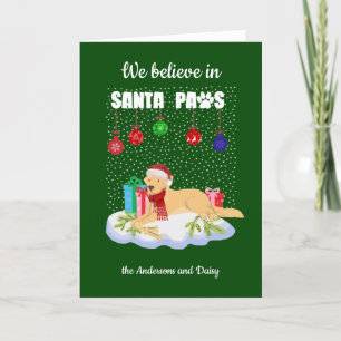 Golden Retriever Believe Santa Paws Christmas Holiday Card
