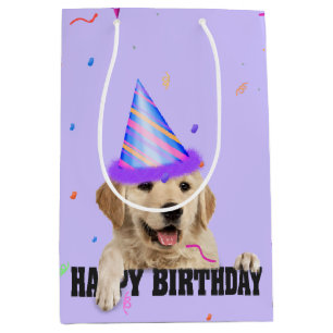 Golden Retriever Birthday Confetti    Medium Gift Bag