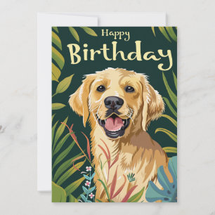 Golden Retriever Birthday  Holiday Card