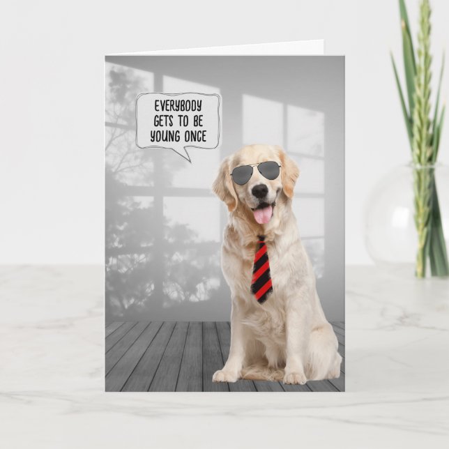 Golden Retriever Birthday Humour Card (Front)