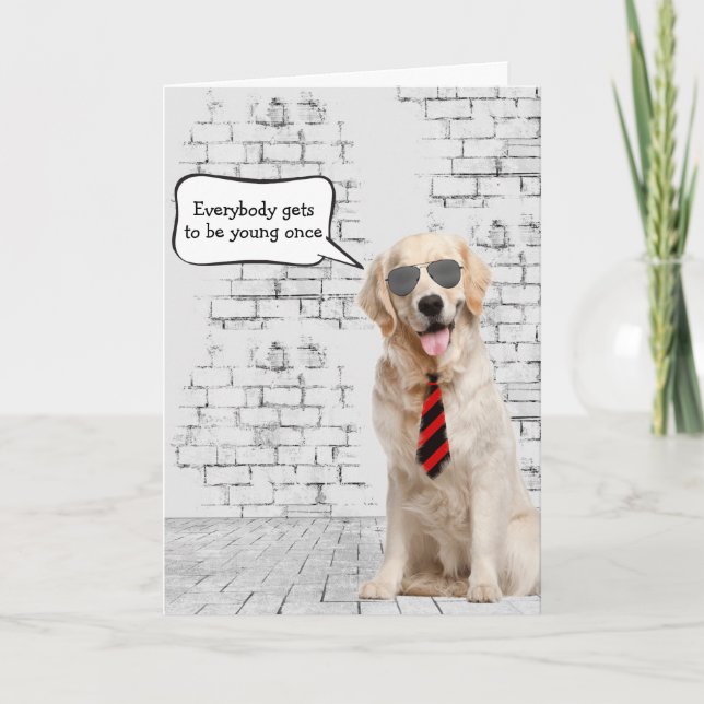 Golden Retriever Birthday Humour Card (Front)