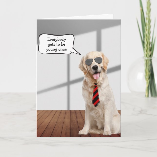 Golden Retriever Birthday Humour Card (Front)