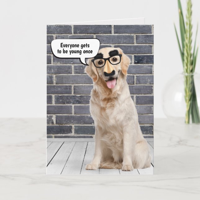 Golden Retriever Birthday Humour Card (Front)