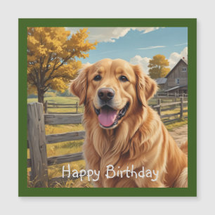 Golden Retriever Birthday Magnetic Card