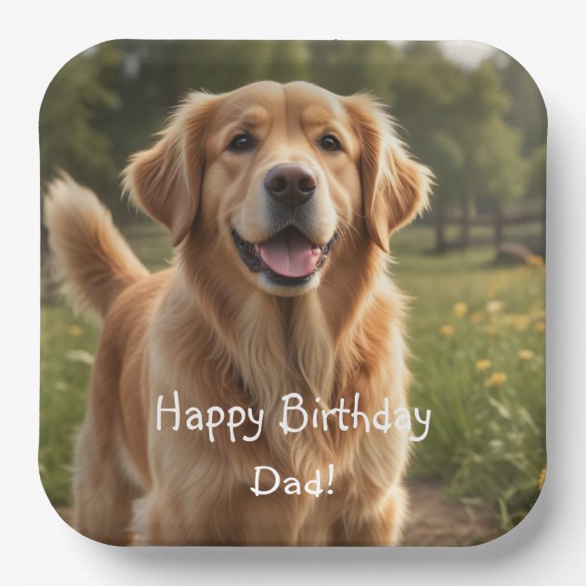 Golden Retriever Birthday Paper Plate (Front)
