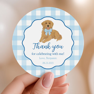 Golden Retriever Birthday Party Favor Thank You Classic Round Sticker