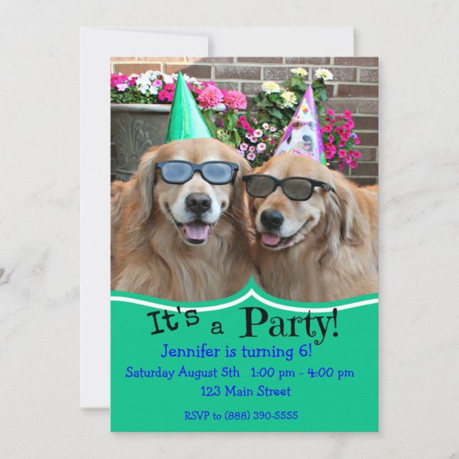 Golden Retriever Birthday Party Invitation (Front)
