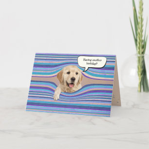 golden retriever birthday stripes card