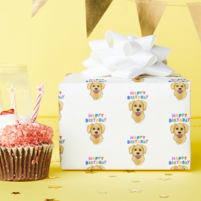 Golden Retriever Birthday Wrapping Paper (Birthday Party)