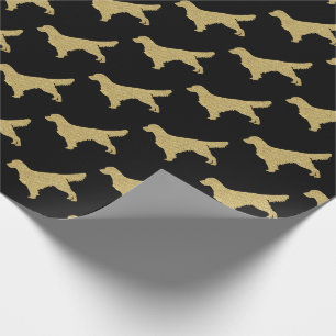 Golden retriever Black Gold glitter Wrapping Paper