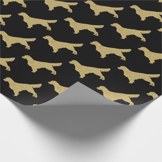Golden retriever Black Gold glitter Wrapping Paper (Corner)