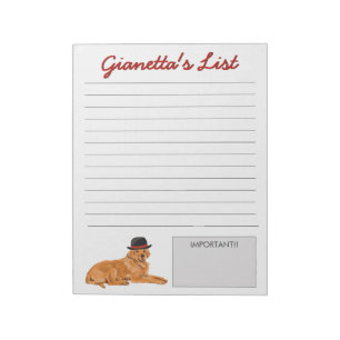 Golden Retriever Black Hat Dog List Notepad