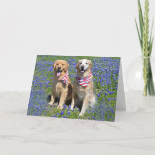 Golden Retriever Blue Bonnet Card