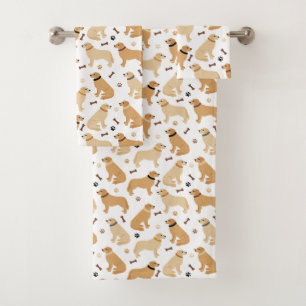Golden Retriever Bones and Paws Bath Towel Set