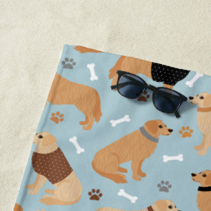 Golden Retriever Bones and Paws Beach Towel