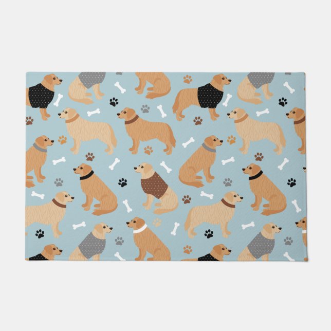 Golden Retriever Bones and Paws Doormat (Front)