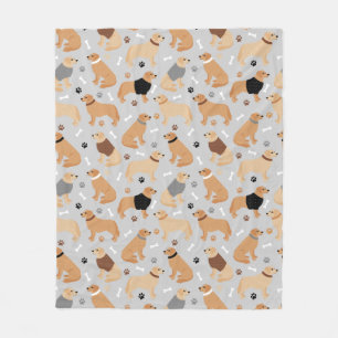 Golden Retriever Bones and Paws Fleece Blanket