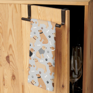 Golden Retriever Bones and Paws Kitchen Towel