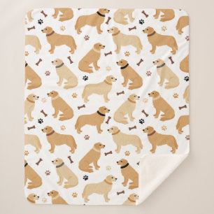 Golden Retriever Bones and Paws Sherpa Blanket