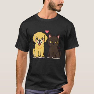 Golden Retriever Boyfriend Black Cat Gf Funny Coup T-Shirt