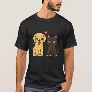 Golden Retriever Boyfriend Black Cat Gf Funny Coup T-Shirt