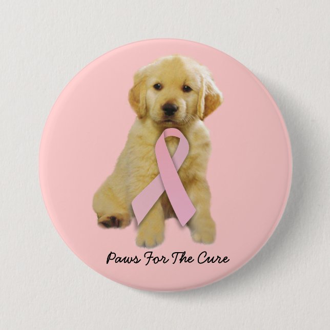 Golden Retriever Breast Cancer Button (Front)