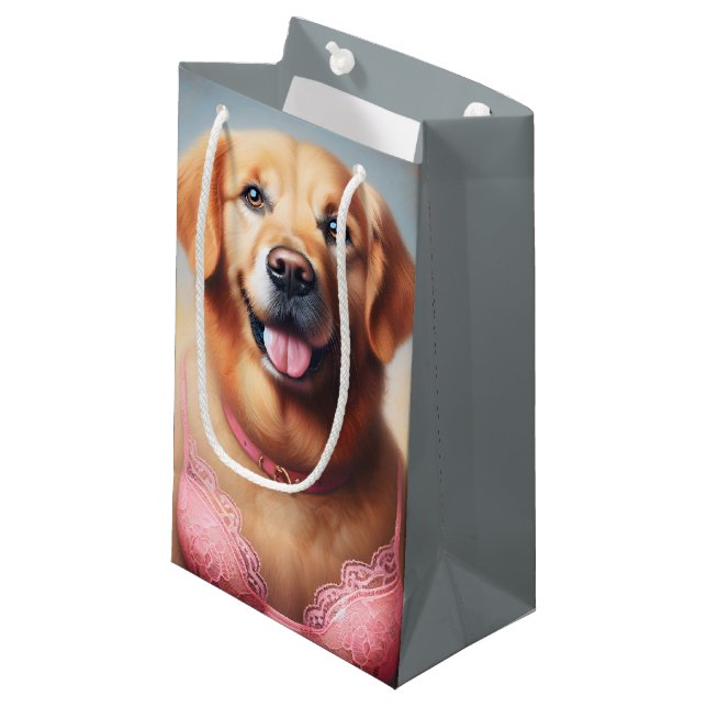 Golden Retriever Breast Cancer Survivor Small Gift Bag (Front Angled)