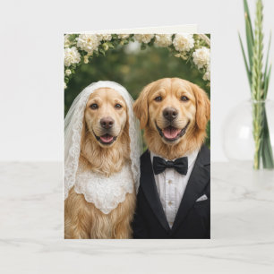 Golden Retriever Bride and Groom Congratulations Card