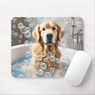 Golden Retriever Bubble Bath Mouse Mat