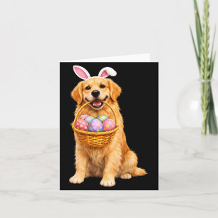 Golden Retriever Bunny Ears Eggs Cute Easter Dogs Card