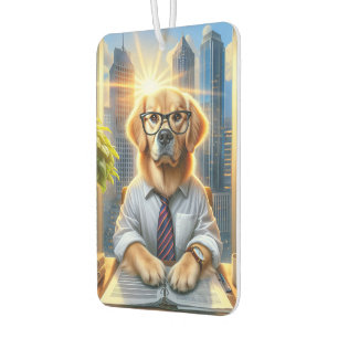 Golden Retriever Businessman Car Air Freshener