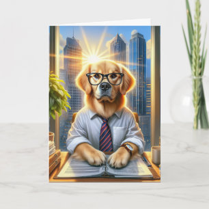 Golden Retriever Businessman for Father's Day Card