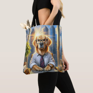 Golden Retriever Businessman In Office Tote Bag
