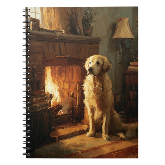 Golden Retriever by the Hearth Notebook (Front)