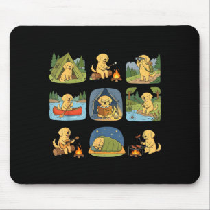 Golden retriever camping cute dog hiking camper  mouse mat