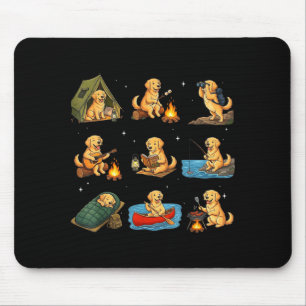 Golden retriever camping cute dog hiking camper mouse mat