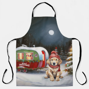 Golden Retriever Caravan Christmas Adventure Apron