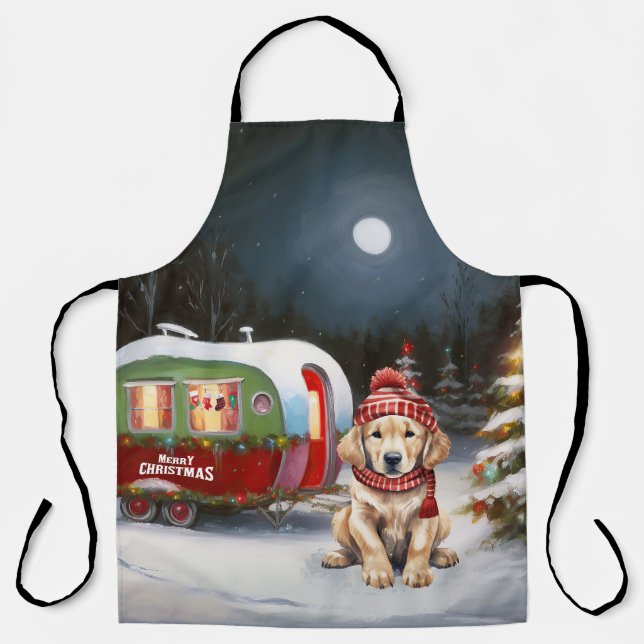 Golden Retriever Caravan Christmas Adventure Apron (Front)