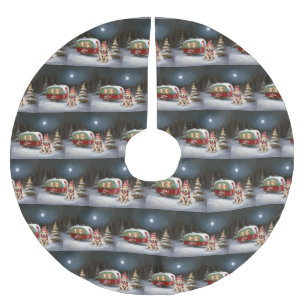 Golden Retriever Caravan Christmas Adventure Brushed Polyester Tree Skirt