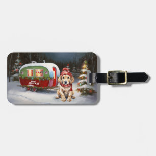 Golden Retriever Caravan Christmas Adventure Luggage Tag