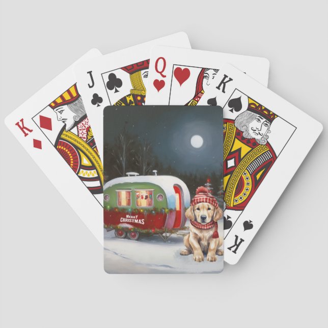 Golden Retriever Caravan Christmas Adventure Playing Cards (Back)