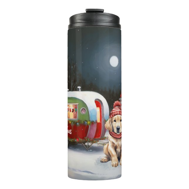 Golden Retriever Caravan Christmas Adventure Thermal Tumbler (Front)