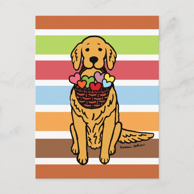 Golden Retriever Cartoon Postcard (Front)