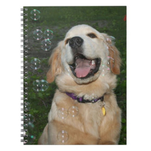 Golden Retriever Catching Bubbles Notebook