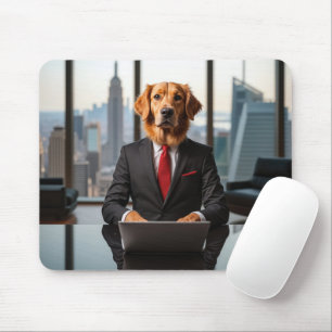 Golden Retriever CEO In a Modern Office Mouse Mat